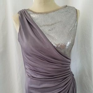 Adrianna Papell grey jersey evening dress